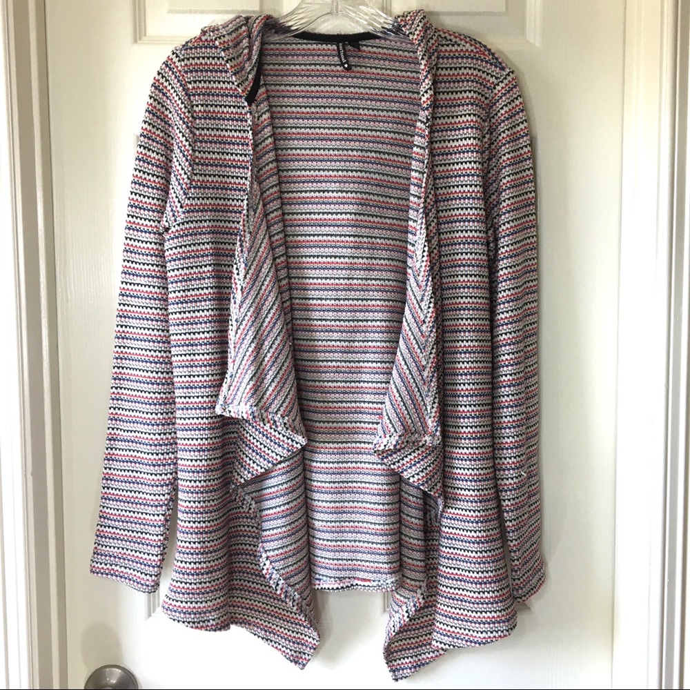 HeartSoul | Retro Stripe Waterfall Hooded Knit Cardigan